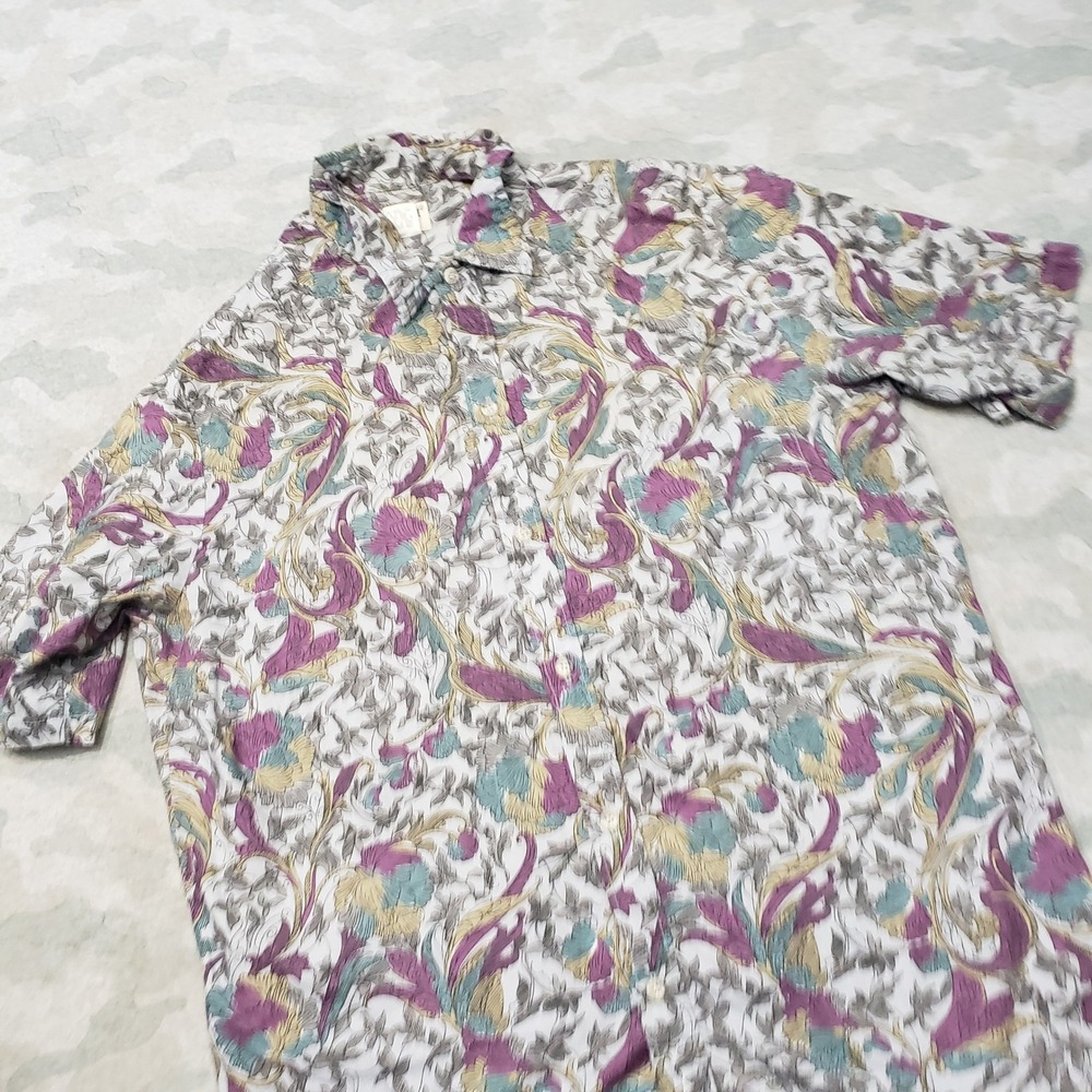 Cooke Street Honolulu Shirt Mens Large Gray Paisley Short Sleeve Button-Up Beach